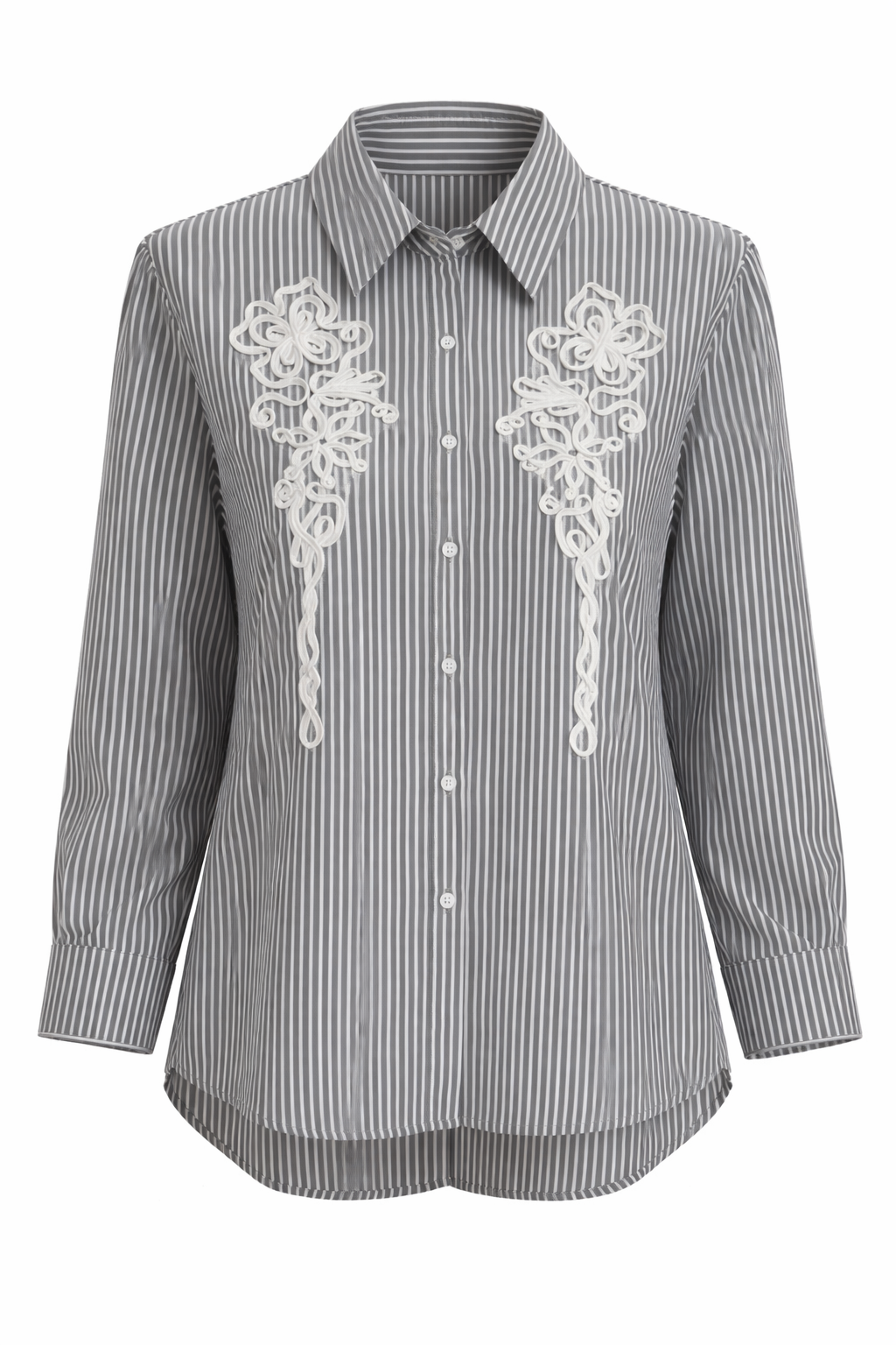 EMBROIDERED STRIPE BUTTON SHIRT