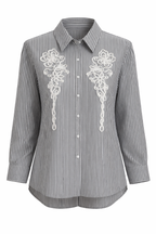 EMBROIDERED STRIPE BUTTON SHIRT