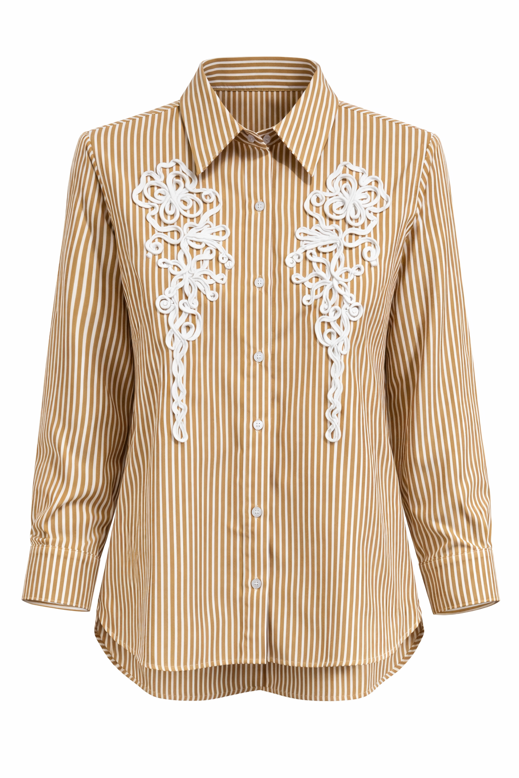 EMBROIDERED STRIPE BUTTON SHIRT