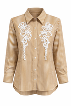 EMBROIDERED STRIPE BUTTON SHIRT