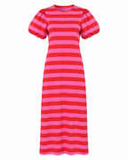 STRIPED PUFF SLEEVE MAXI DRESS