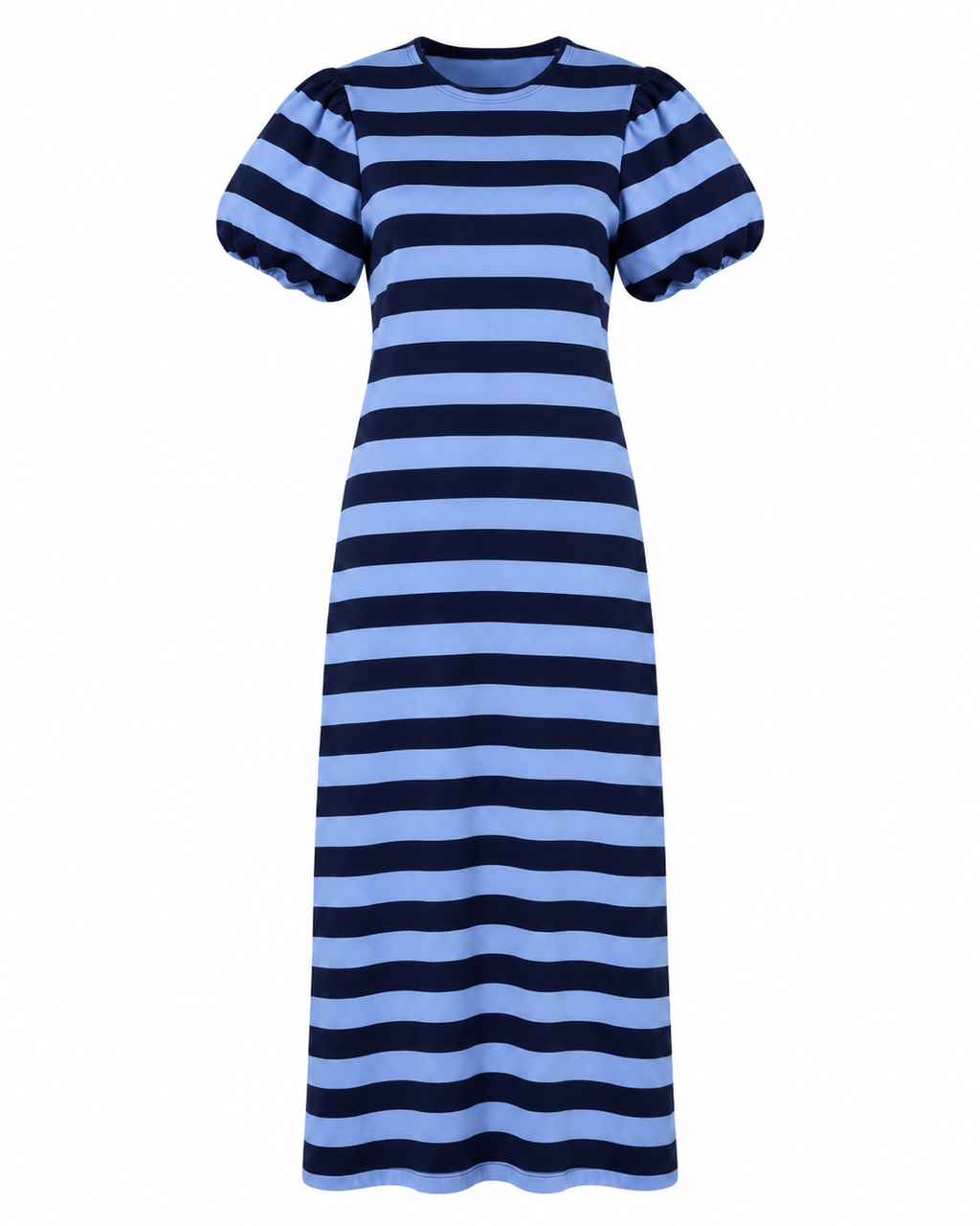 STRIPED PUFF SLEEVE MAXI DRESS