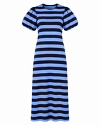 STRIPED PUFF SLEEVE MAXI DRESS