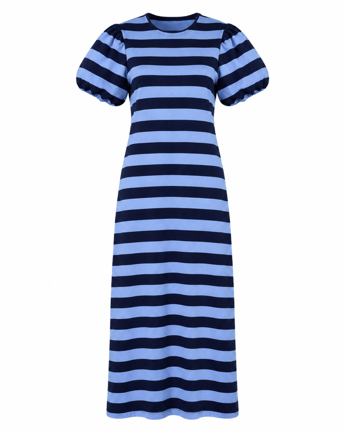 STRIPED PUFF SLEEVE MAXI DRESS
