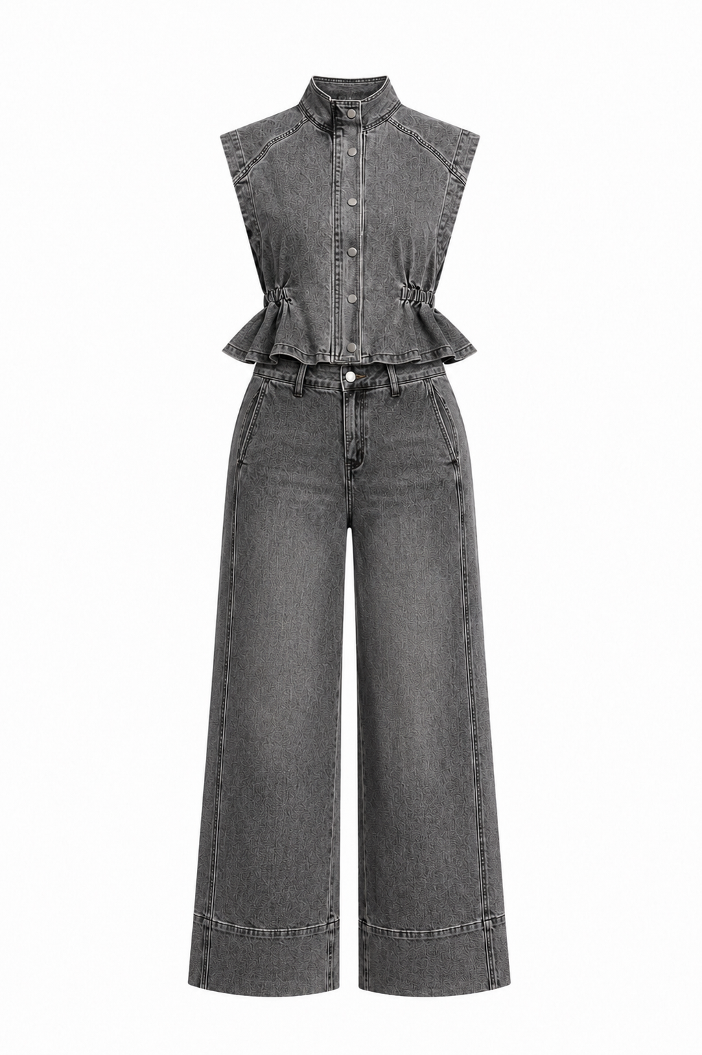DENIM PEPLUM TWO PIECES SET