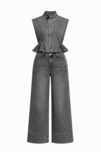 DENIM PEPLUM TWO PIECES SET