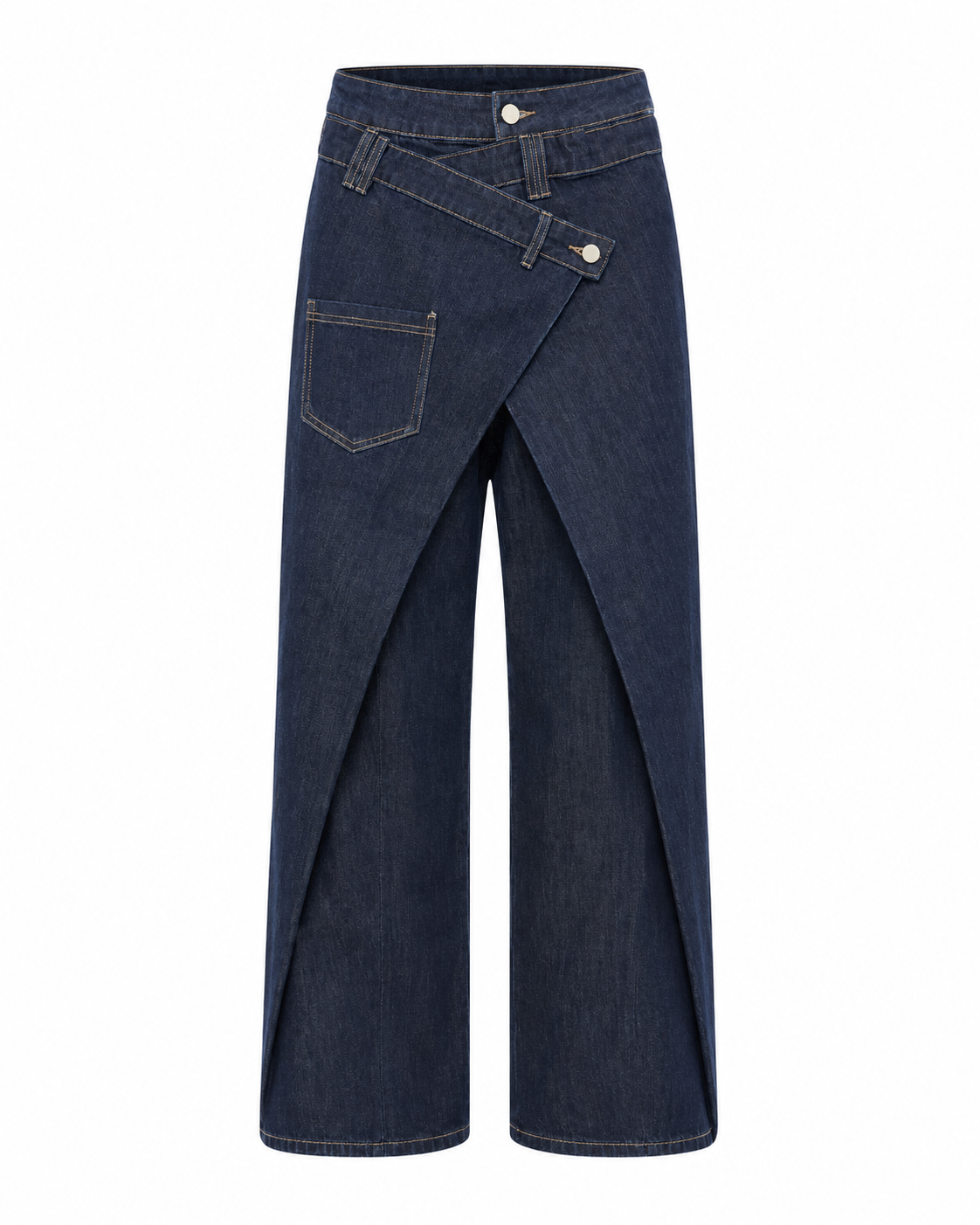 ASYMMETRIC WRAP WIDE LEG JEANS