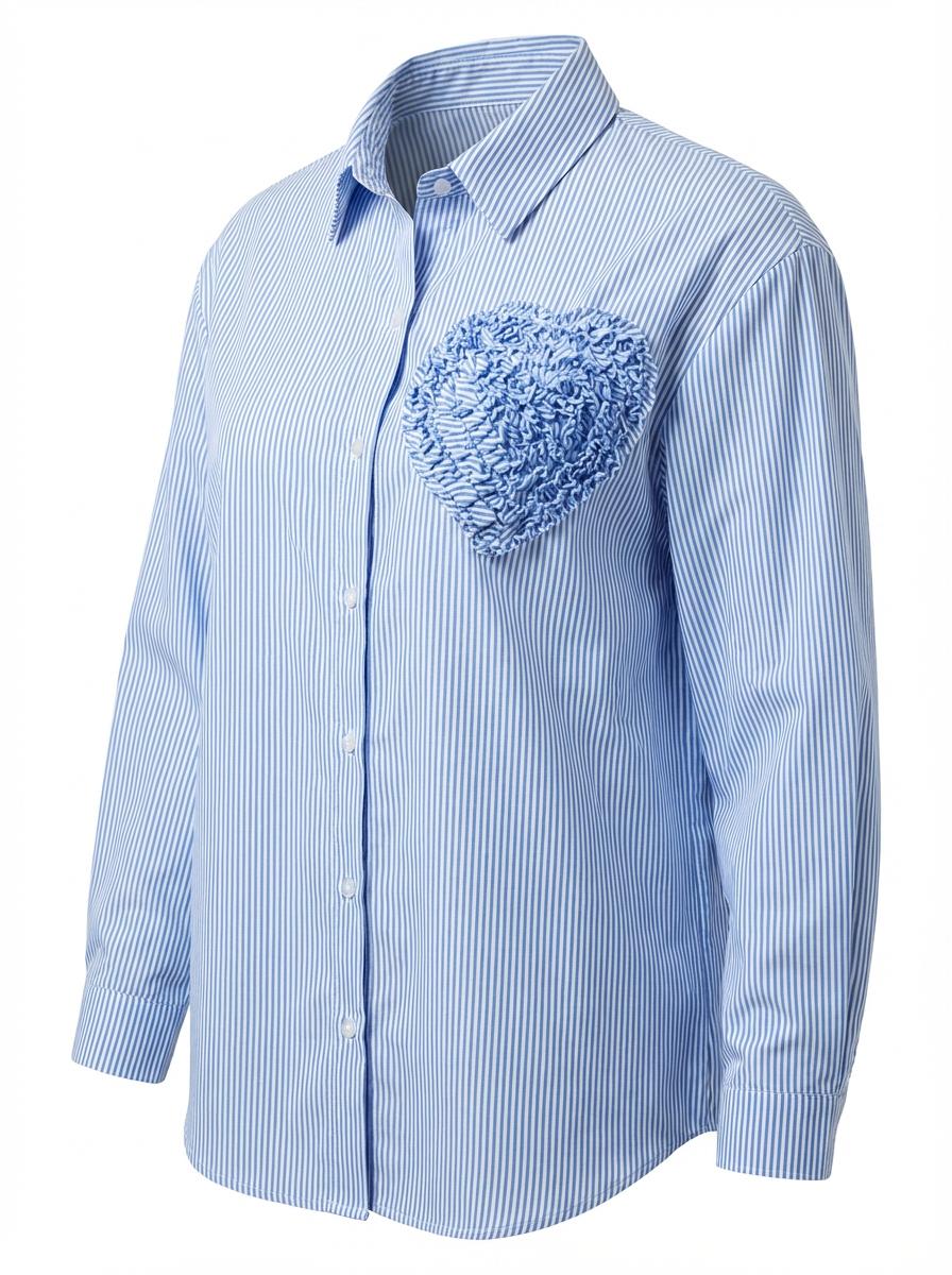 HEART DETAIL STRIPED SHIRT