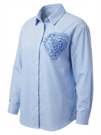 HEART DETAIL STRIPED SHIRT