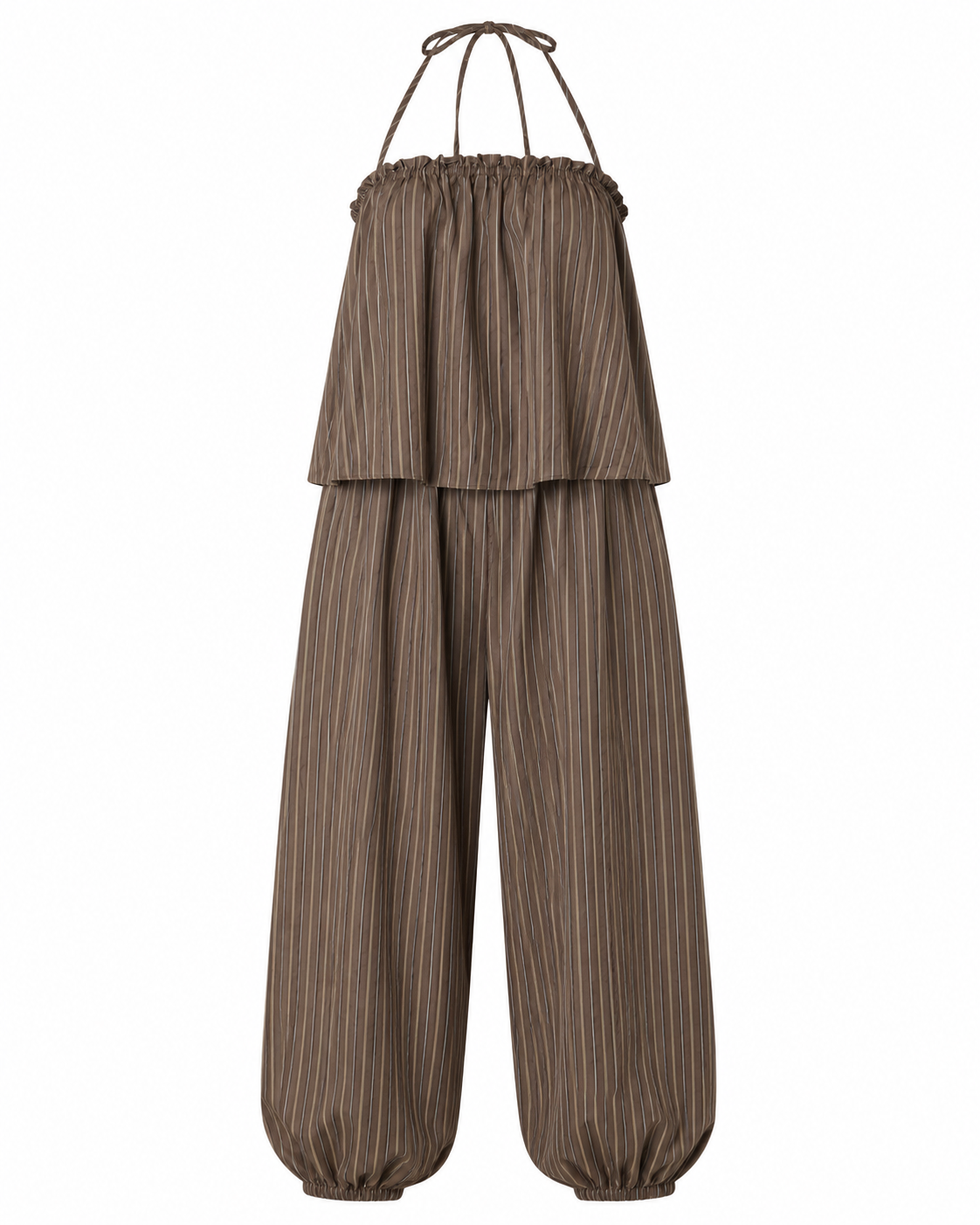 STRIPED HALTER ALADDIN JUMPSUIT