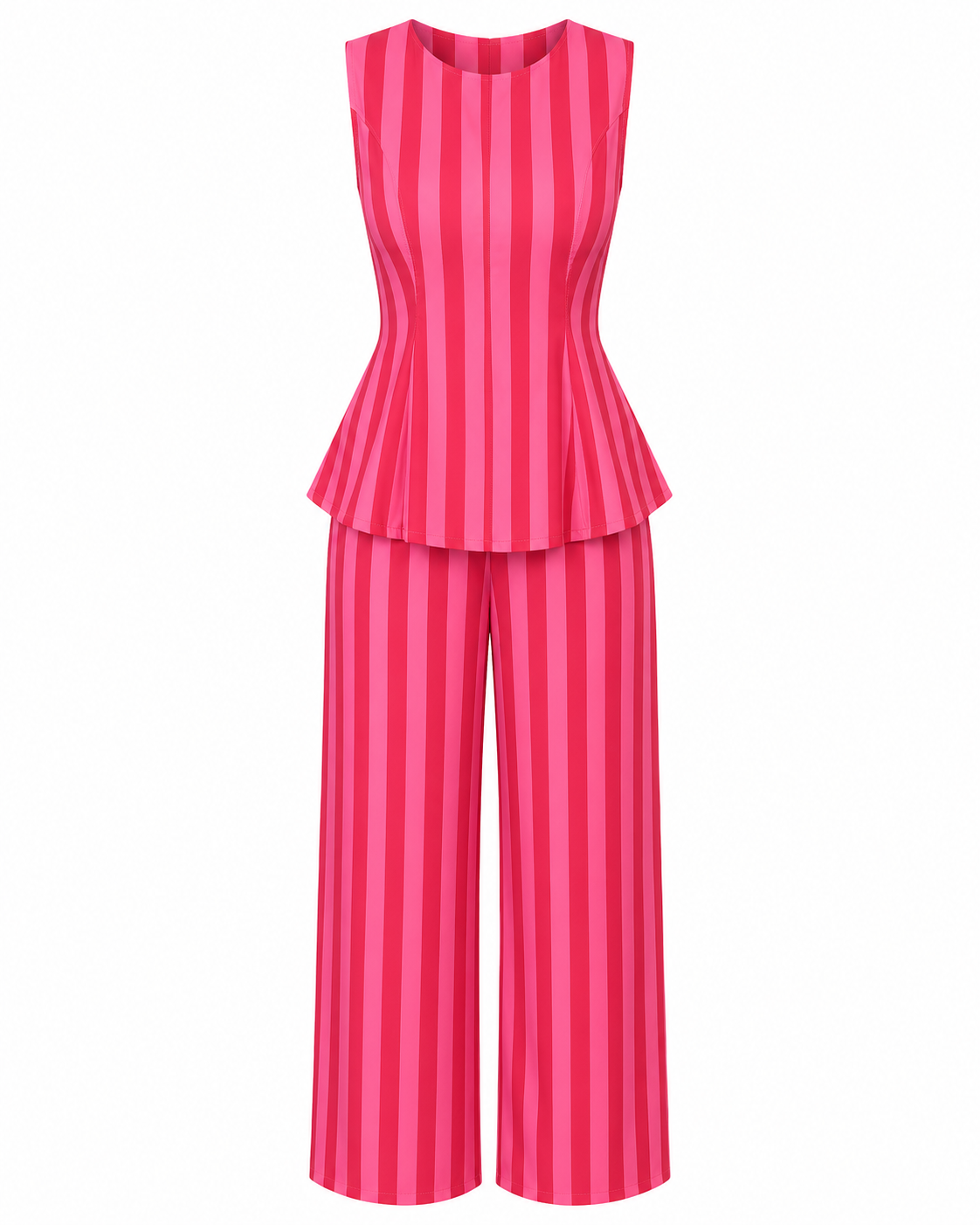 STRIPED PEPLUM TWO PIECES SET