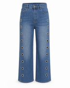 EYELET WIDE LEG JEANS