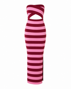 STRIPED CUT-OUT MAXI DRESS