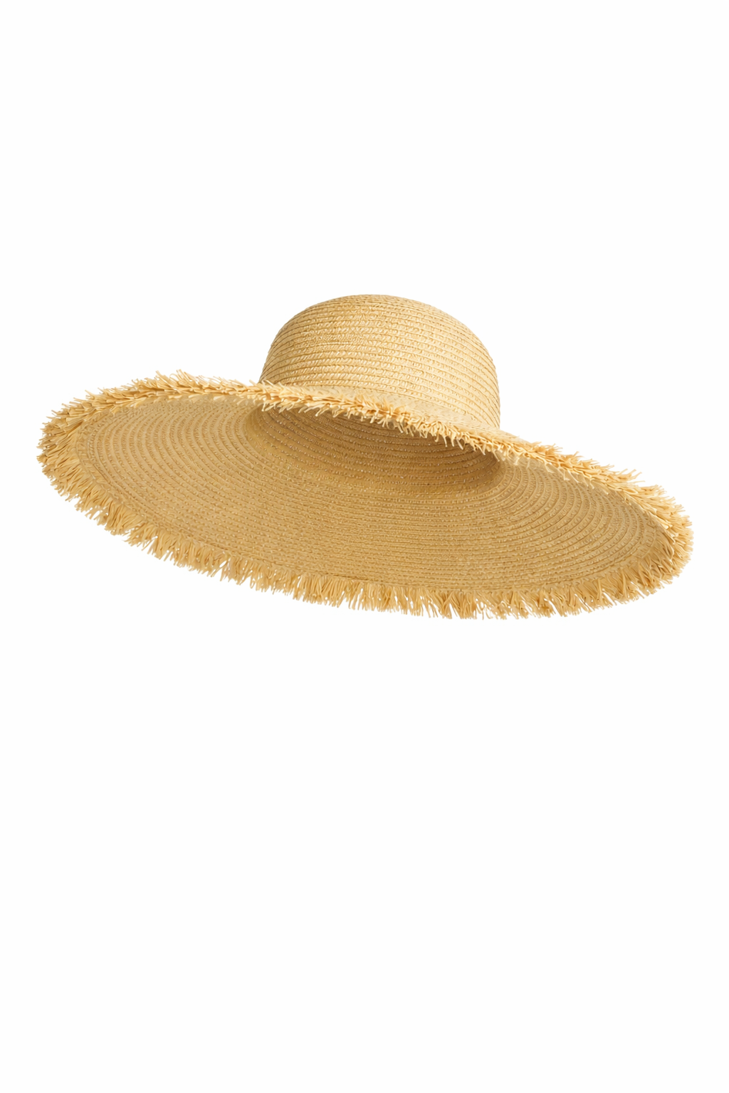 FRINGED STRAW SUN HAT