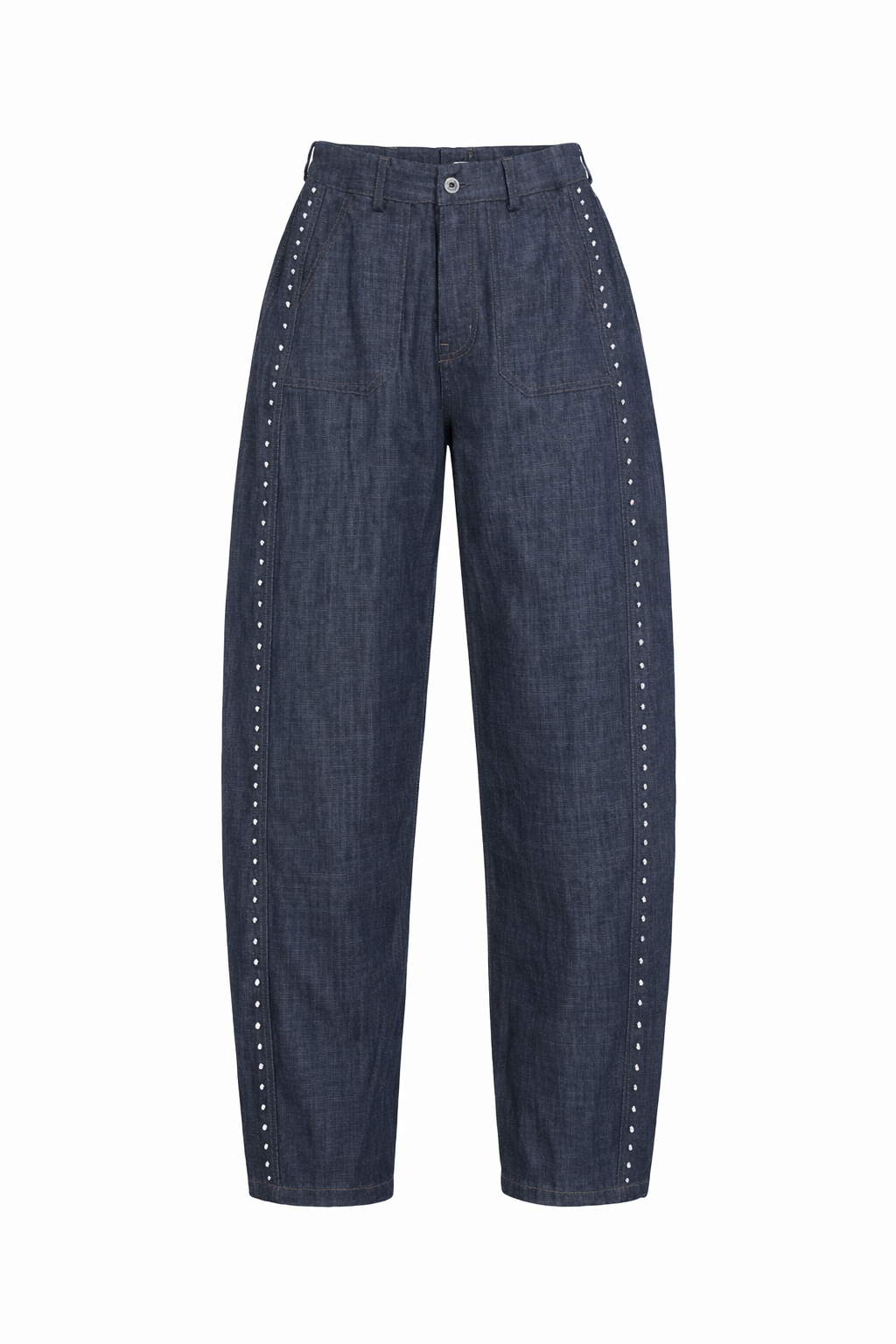 STUDDED BARREL JEANS