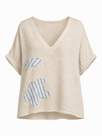 LINEN STRIPED PATCH TOP