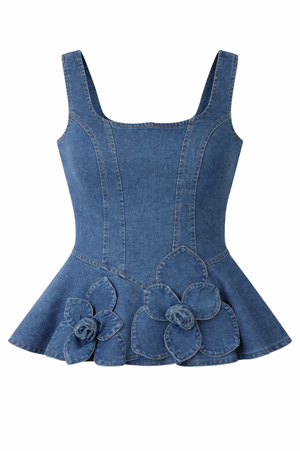 DENIM FLOWER TOP