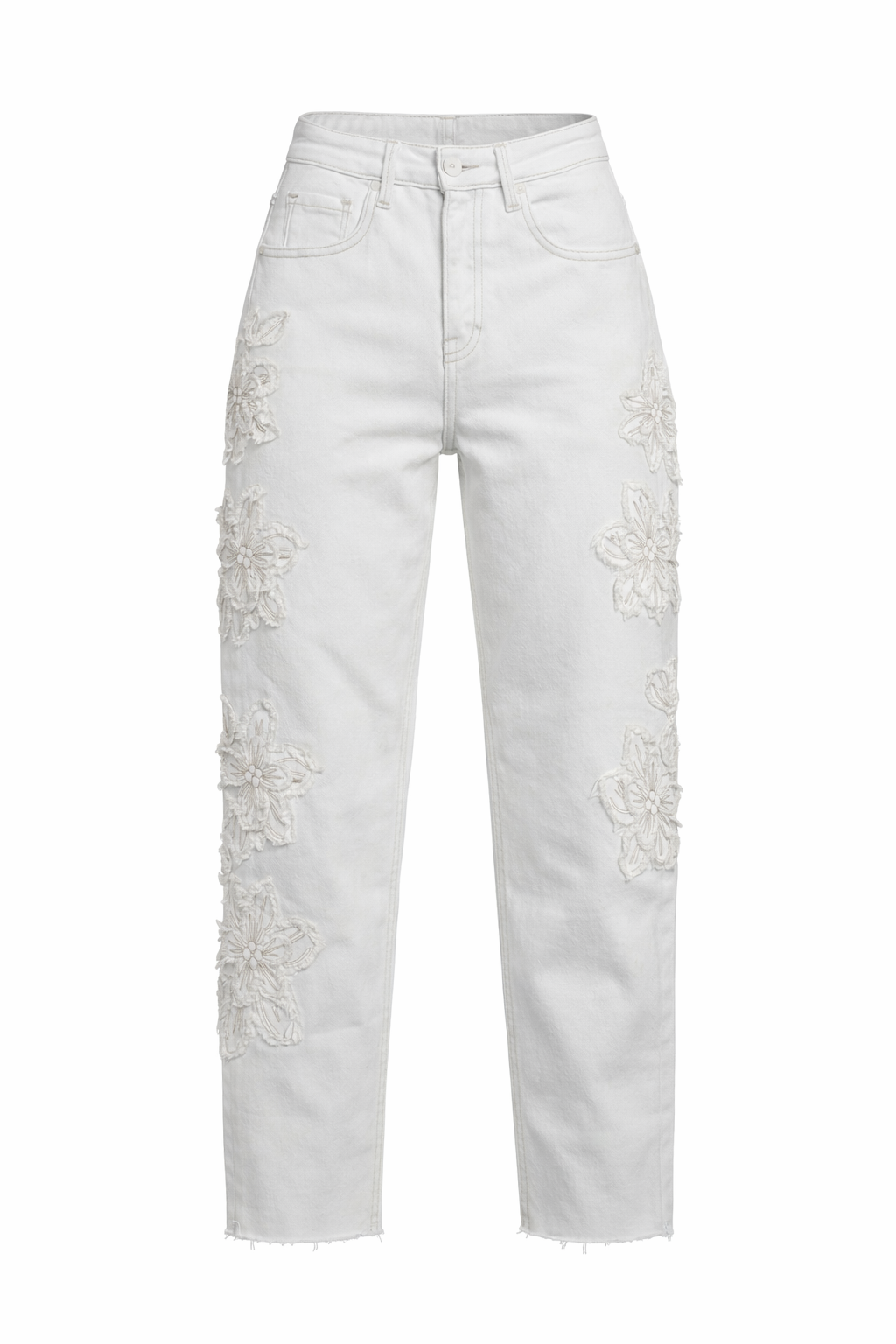 FLORAL LACE BARREL JEAN
