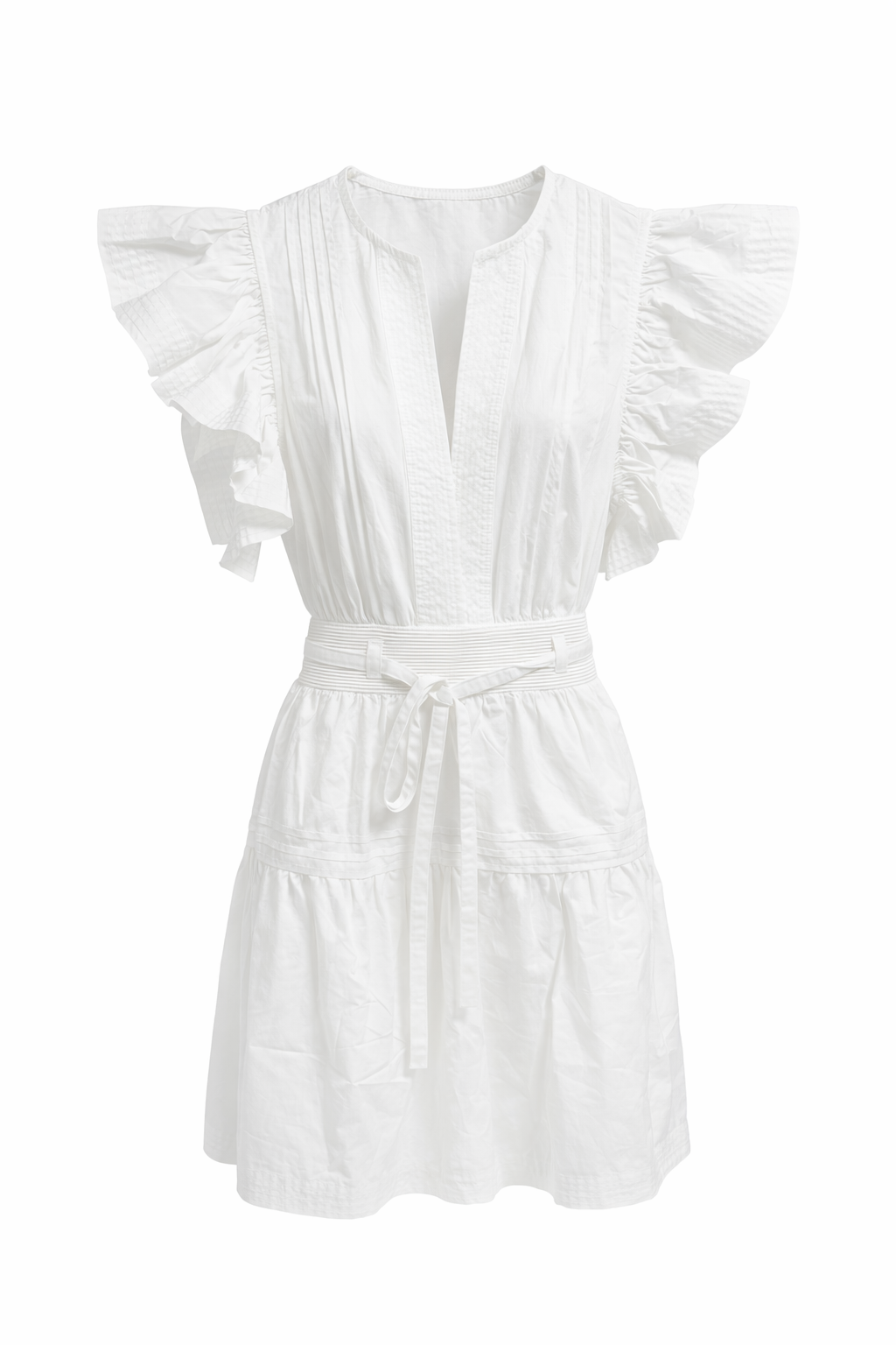 RUFFLE WHITE COTTON DRESS