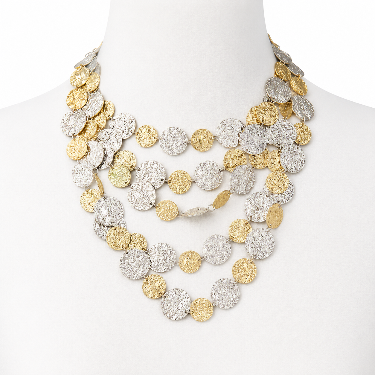 TWO-TONE COIN STATEMENT NECKLACE