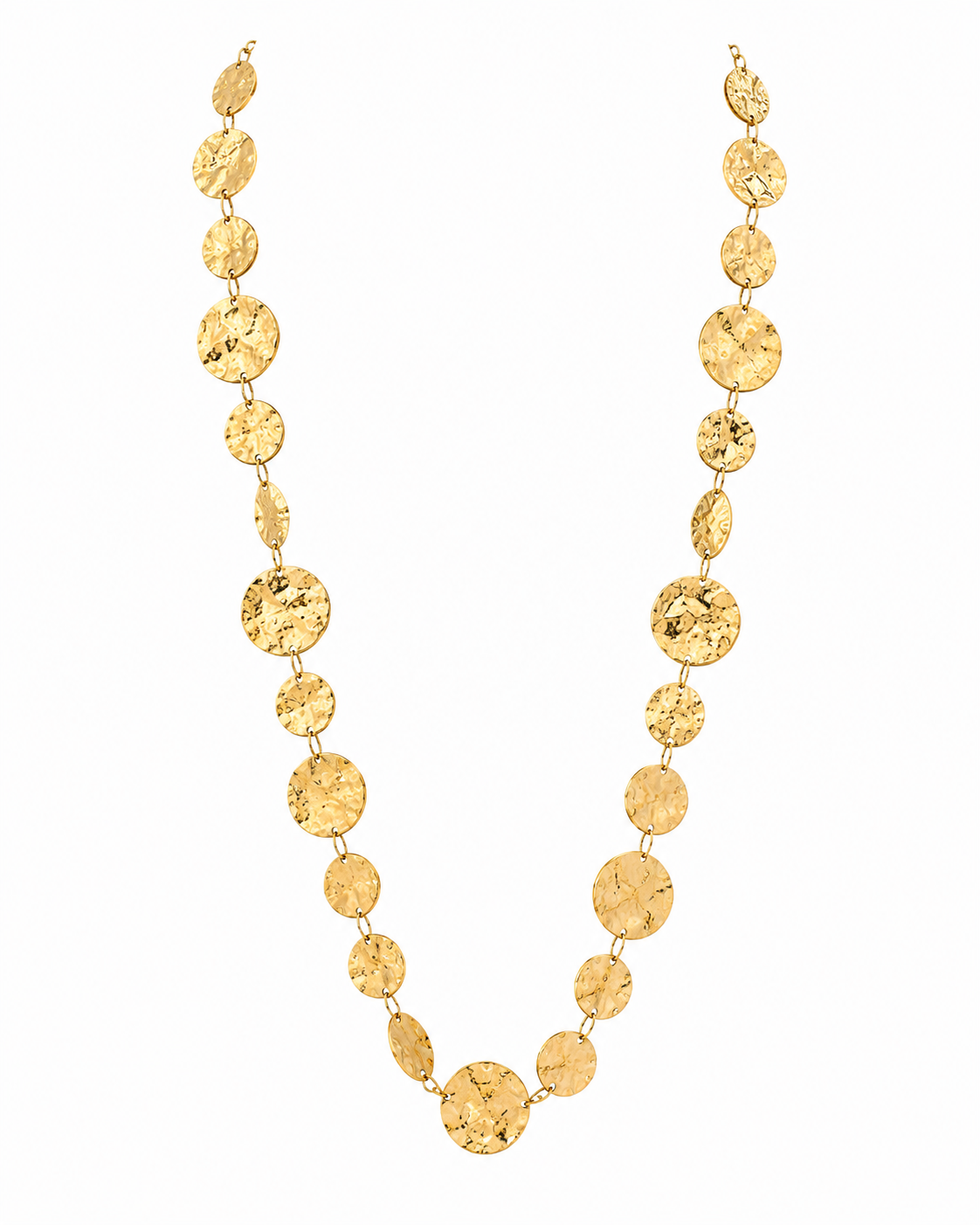 LONG HAMMERED COIN NECKLACE