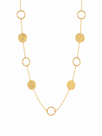 HAMMERED DISC & RING LONG NECKLACE