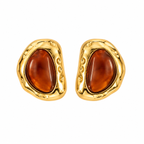 AMBER STONE SCULPTURAL EARRINGS