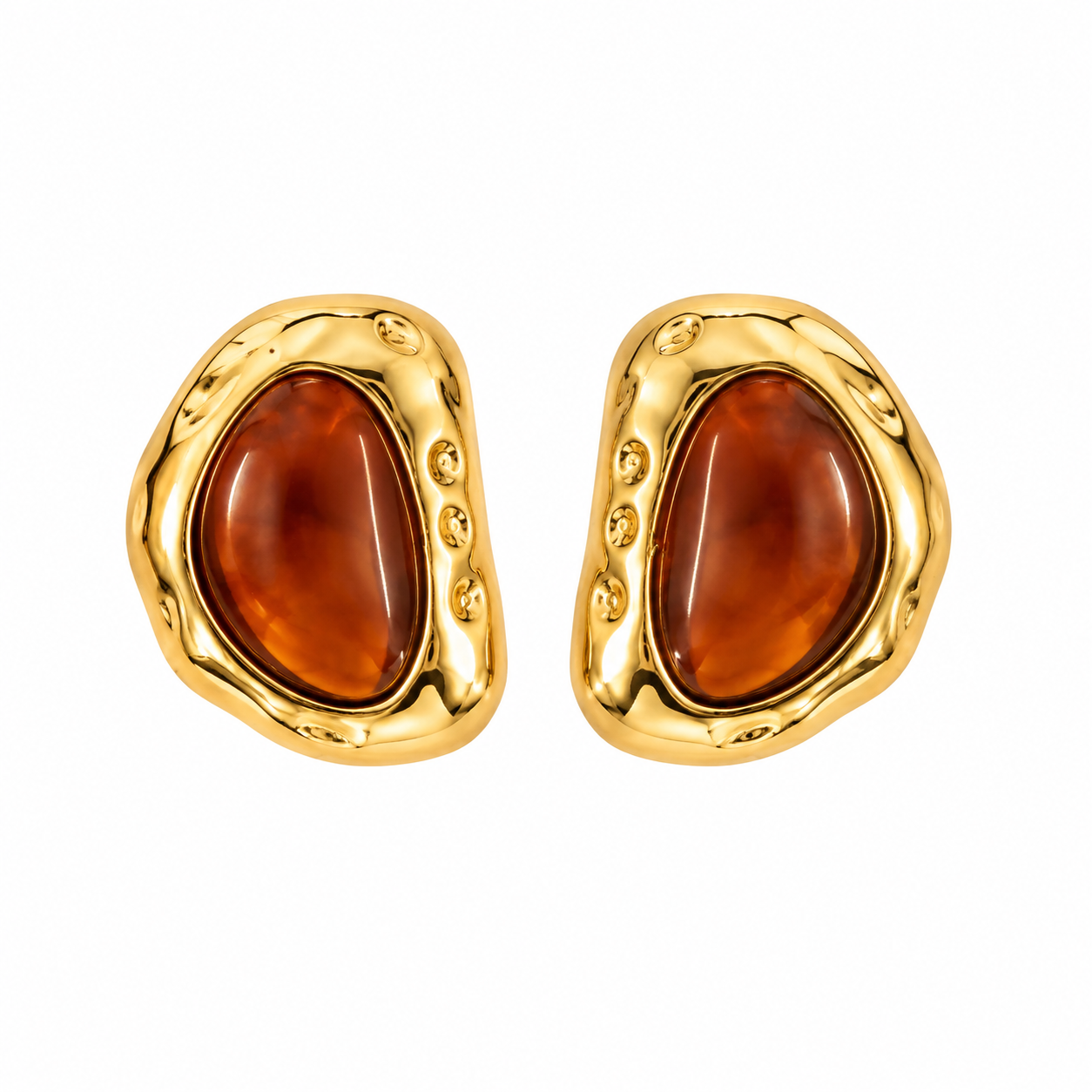 AMBER STONE SCULPTURAL EARRINGS