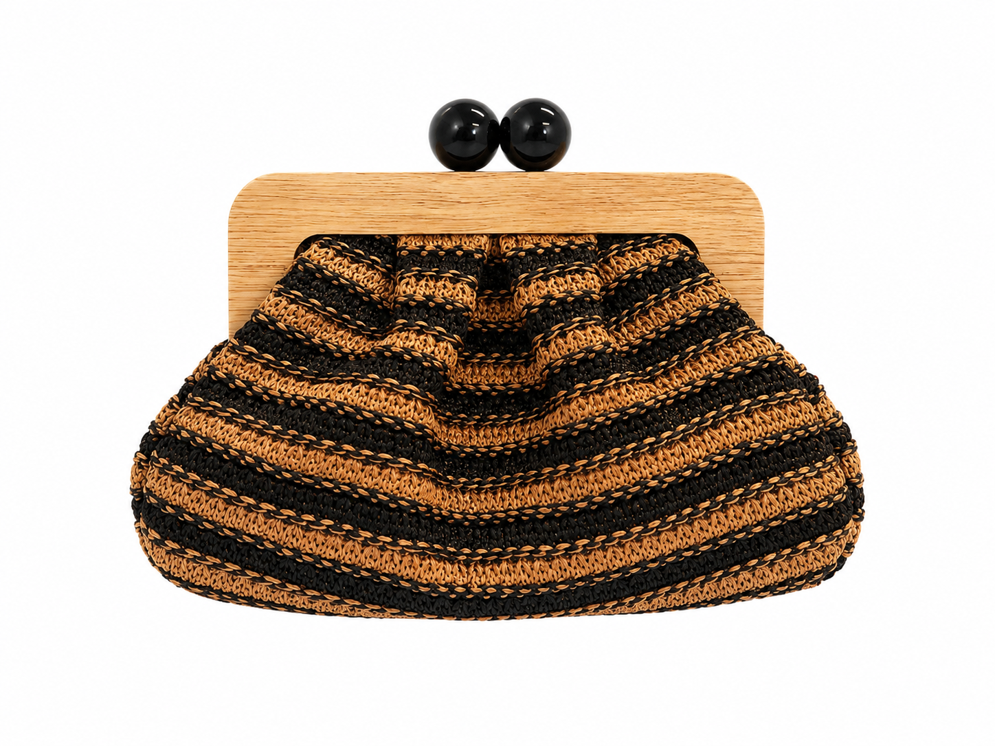 WOOD FRAME STRAW CLUTCH