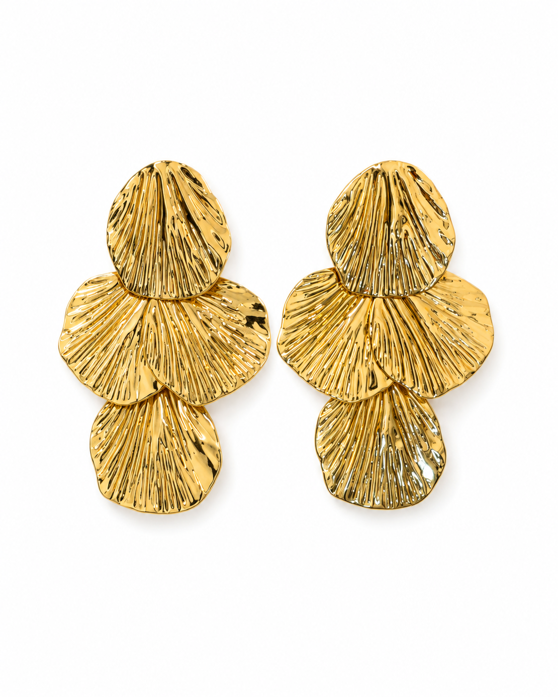 TEXTURED PETAL DROP EARRINGS