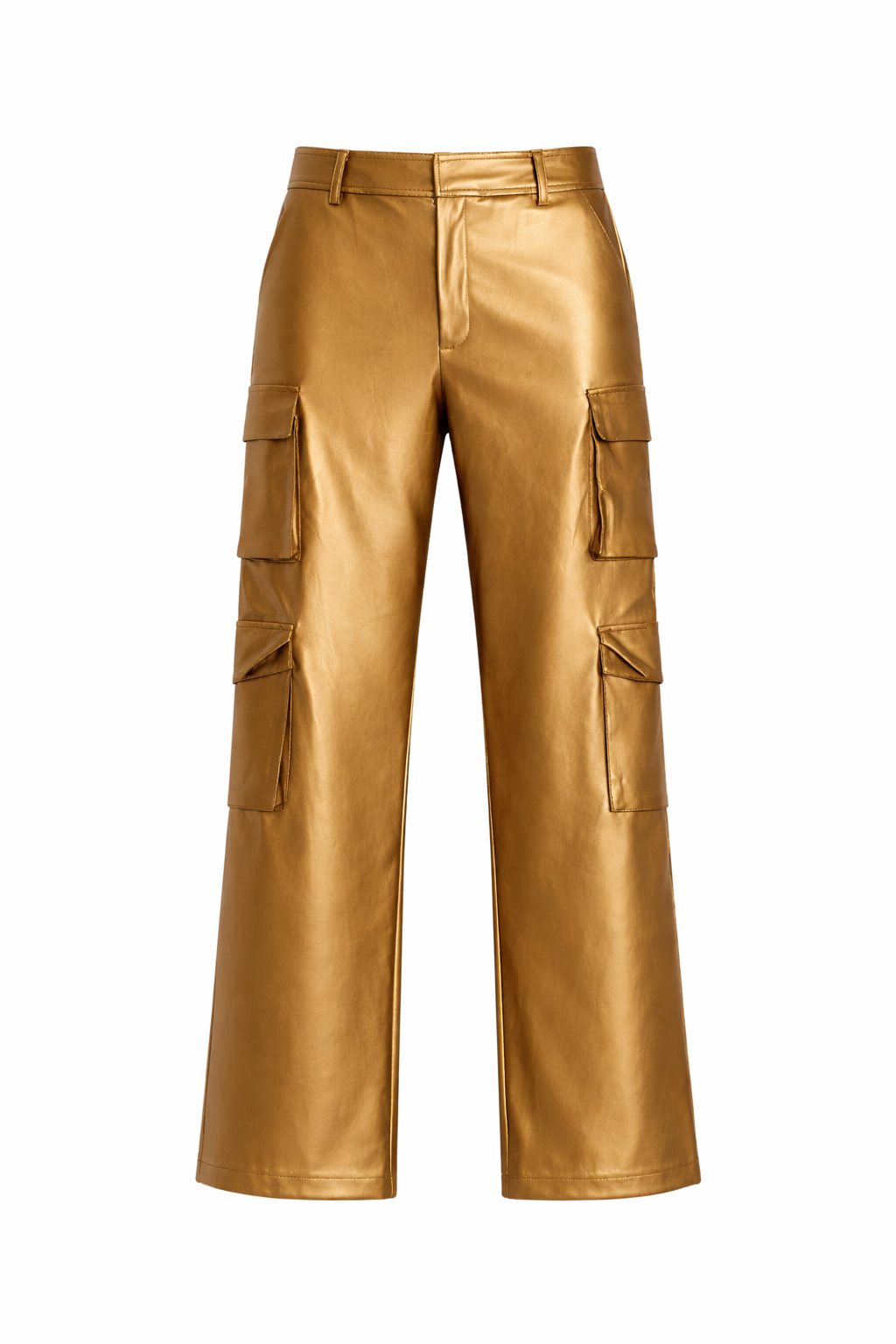 GOLD CARGO FAUX LEATHER PANT