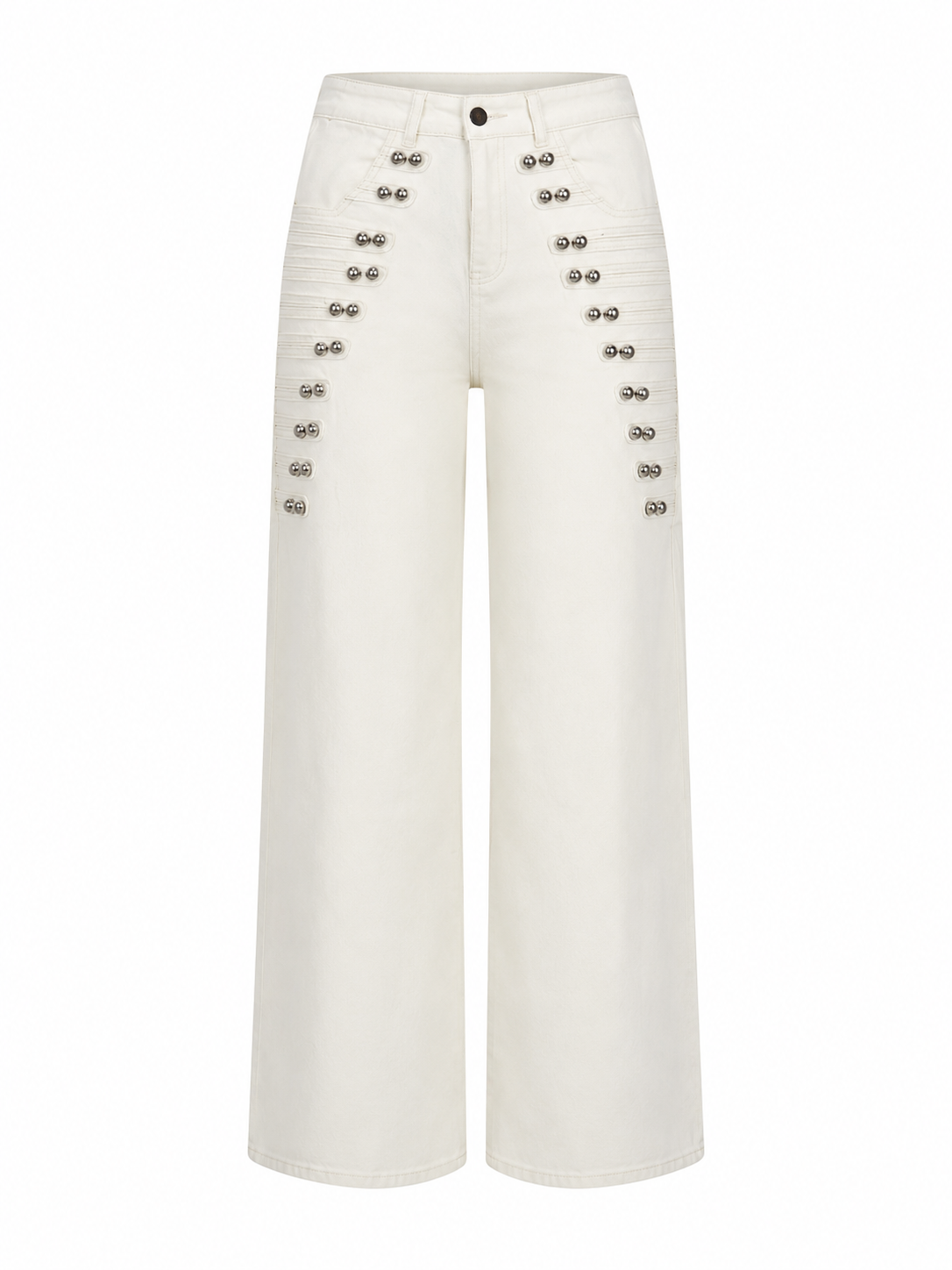 STUDDED WIDE LEG STRETCH JEANS