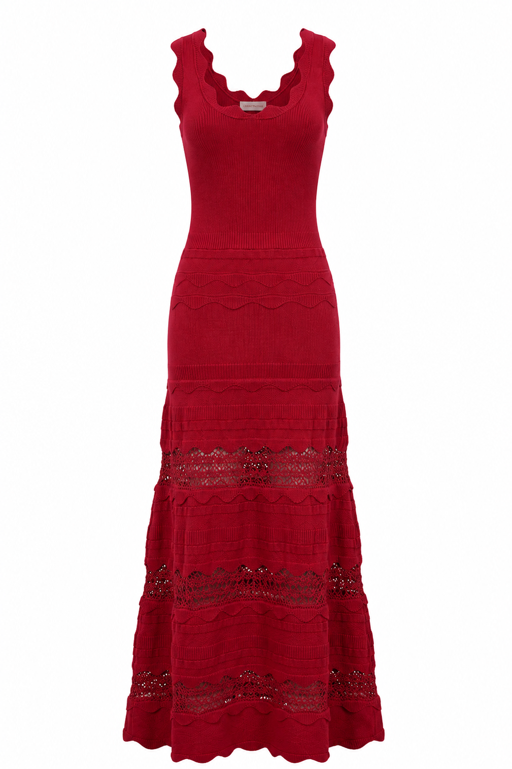 SCALLOPED LACE KNIT MAXI DRESS
