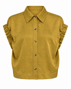 RUFFLE SLEEVE BUTTON-UP BLOUSE