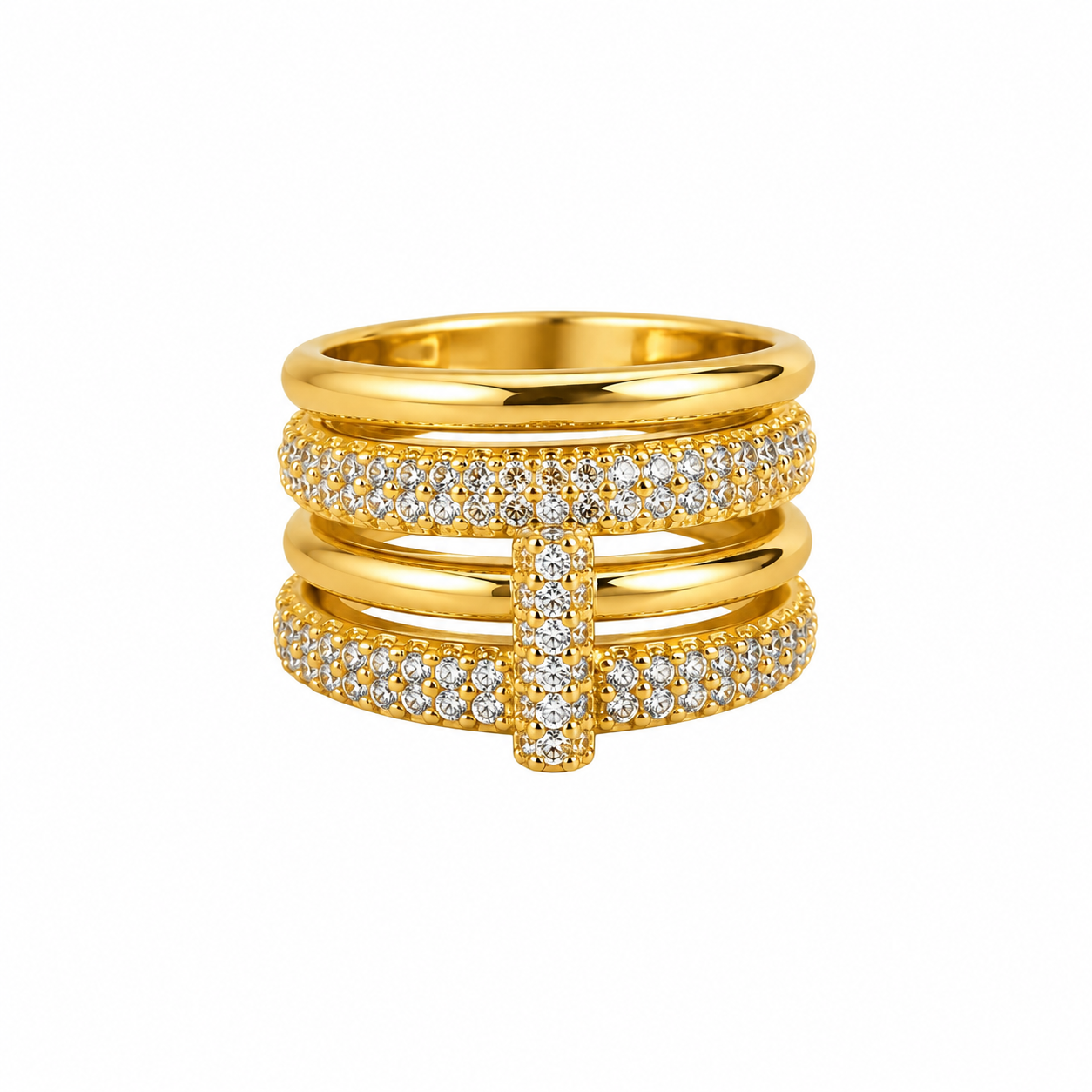 ADJUSTABLE LUXE CRYSTAL STACK RING