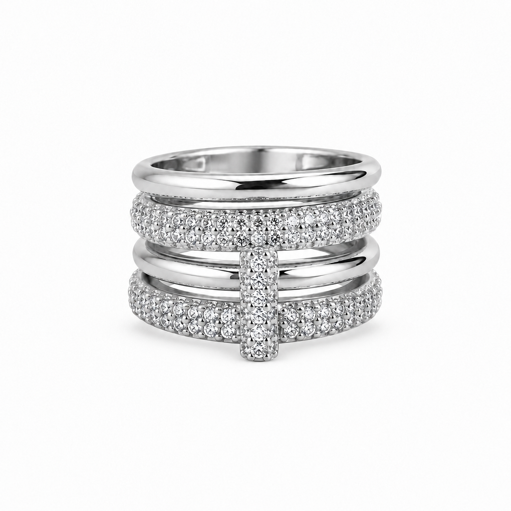 ADJUSTABLE LUXE CRYSTAL STACK RING