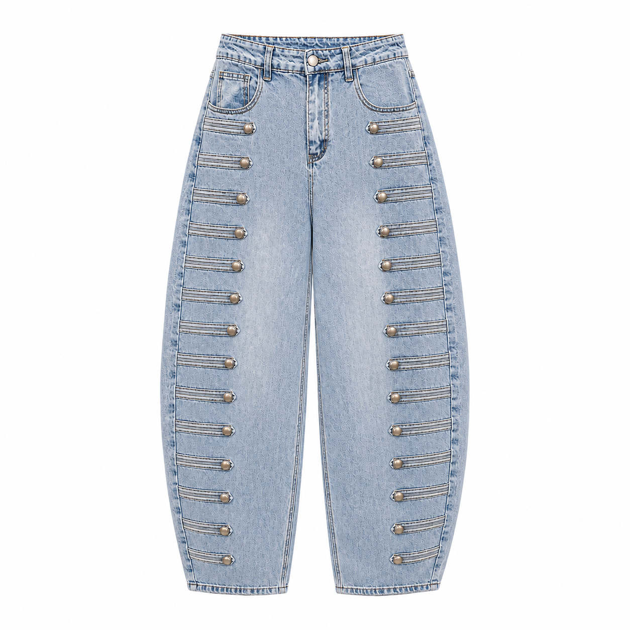 MILITARY BUTTON BARREL JEANS