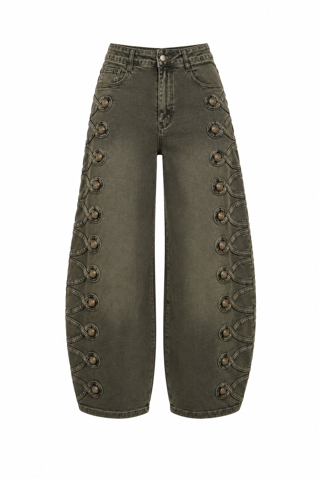 MILITARY DETAIL BARREL JEANS