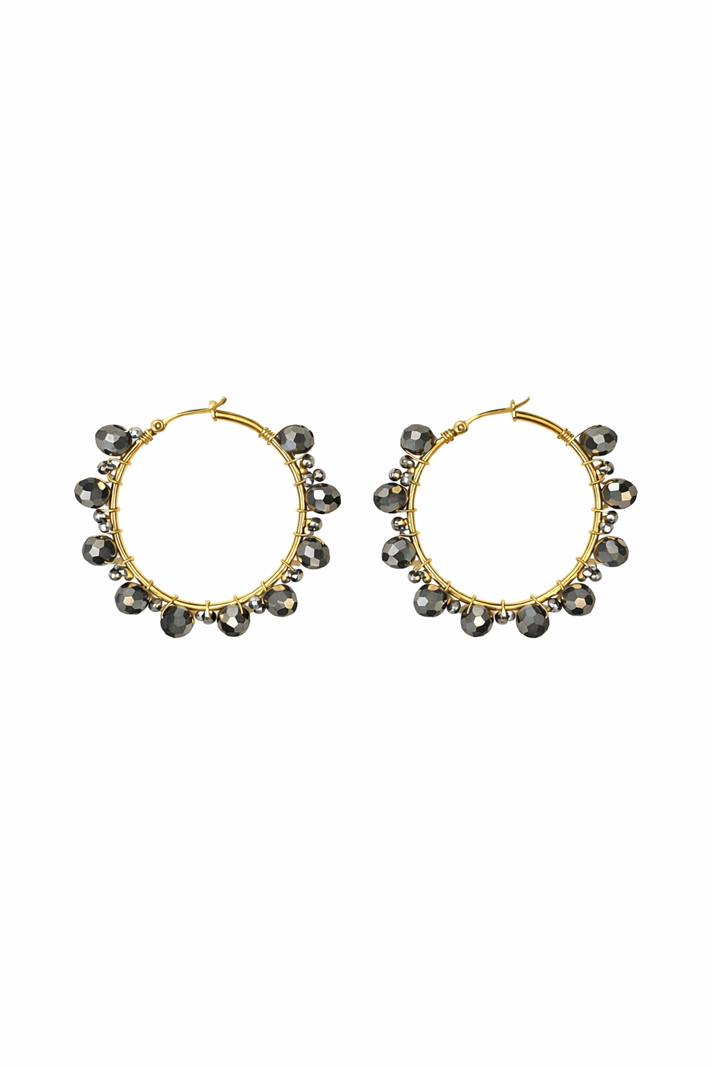 MIDNIGHT BEADED HOOP EARRINGS