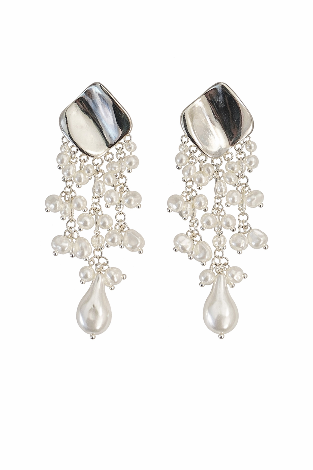 SILVER PEARL DROP EARRINGS