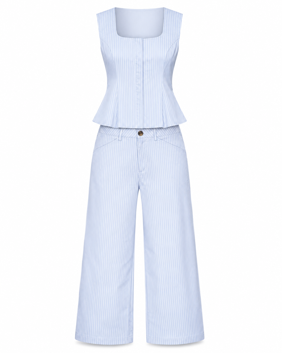 PINSTRIPE PEPLUM TWO PIECES SET