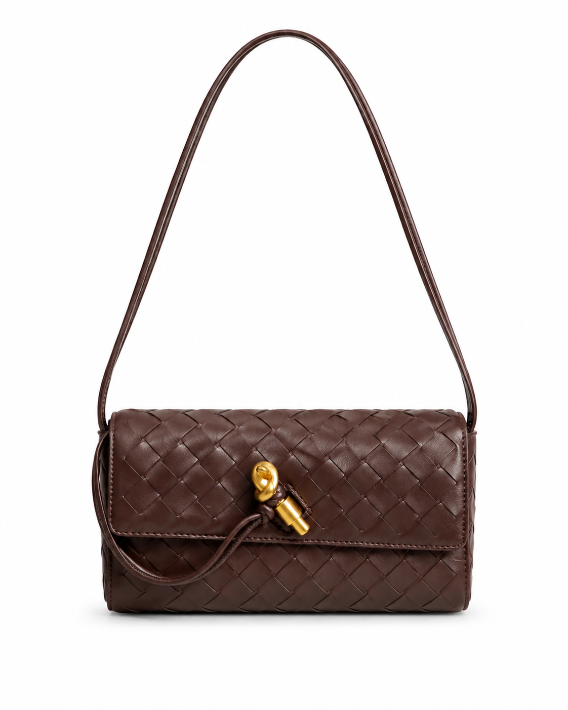 WOVEN CHOCOLATE SHOULDER BAG
