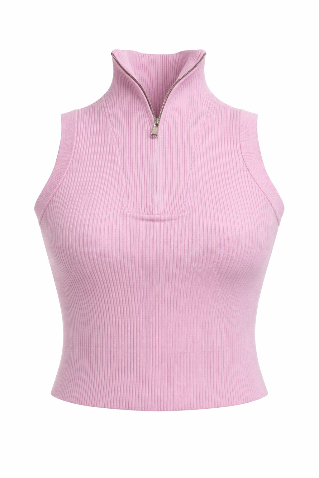 ZIP-UP RIBBED KNIT VEST