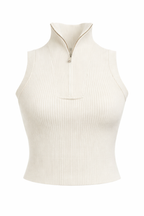 ZIP-UP RIBBED KNIT VEST