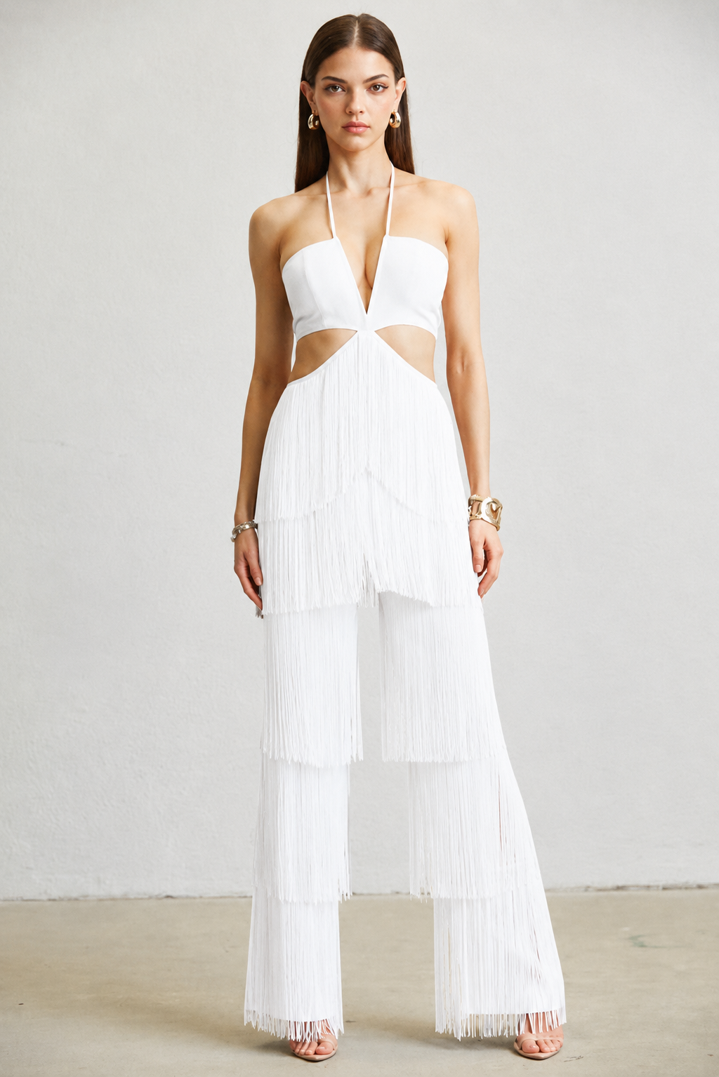 FRINGE HALTER JUMPSUIT
