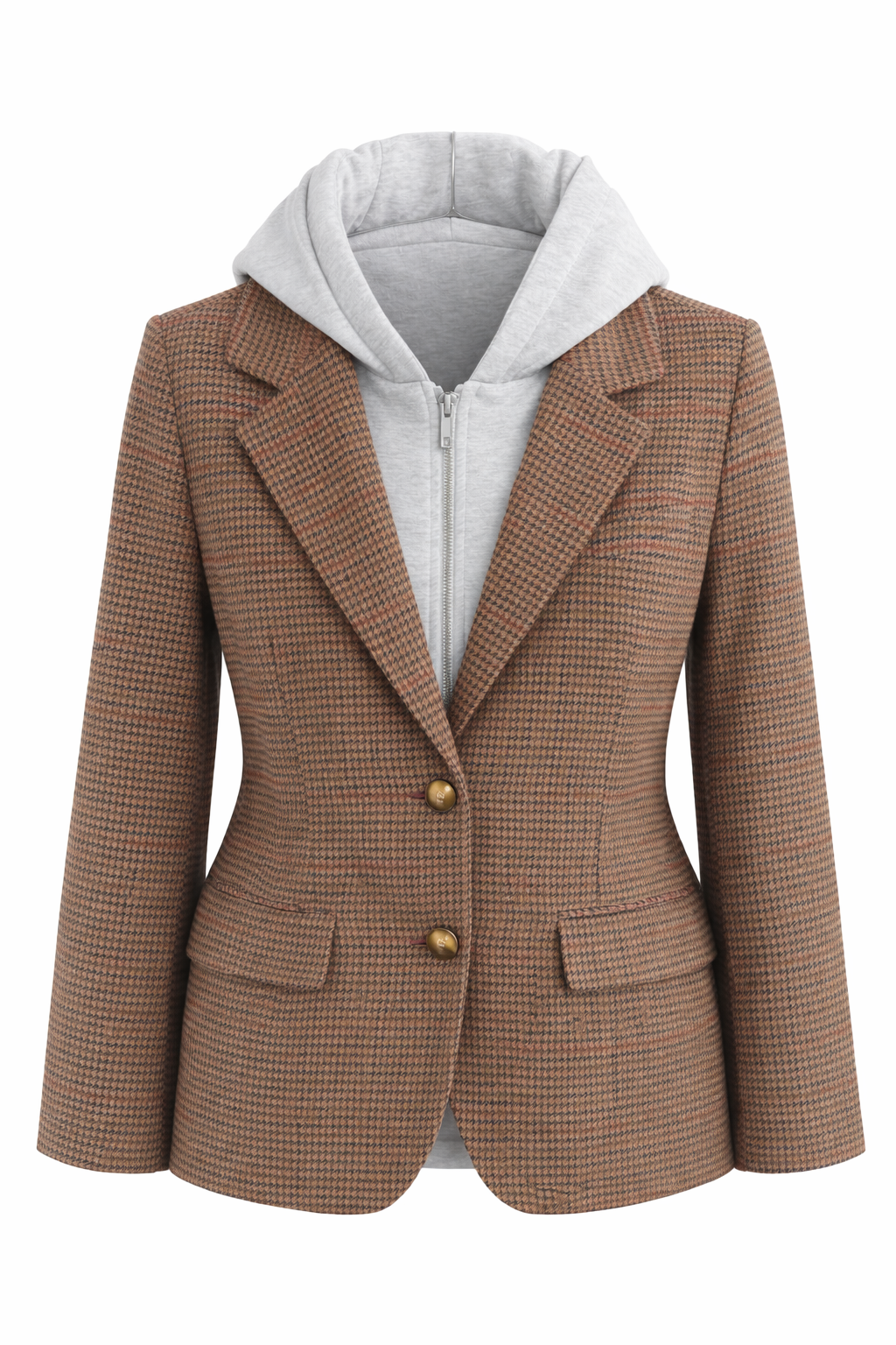 URBAN CLASSIC HOODED TWEED BLAZER