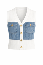 DENIM CONTRAST KNIT VEST