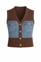 DENIM CONTRAST KNIT VEST