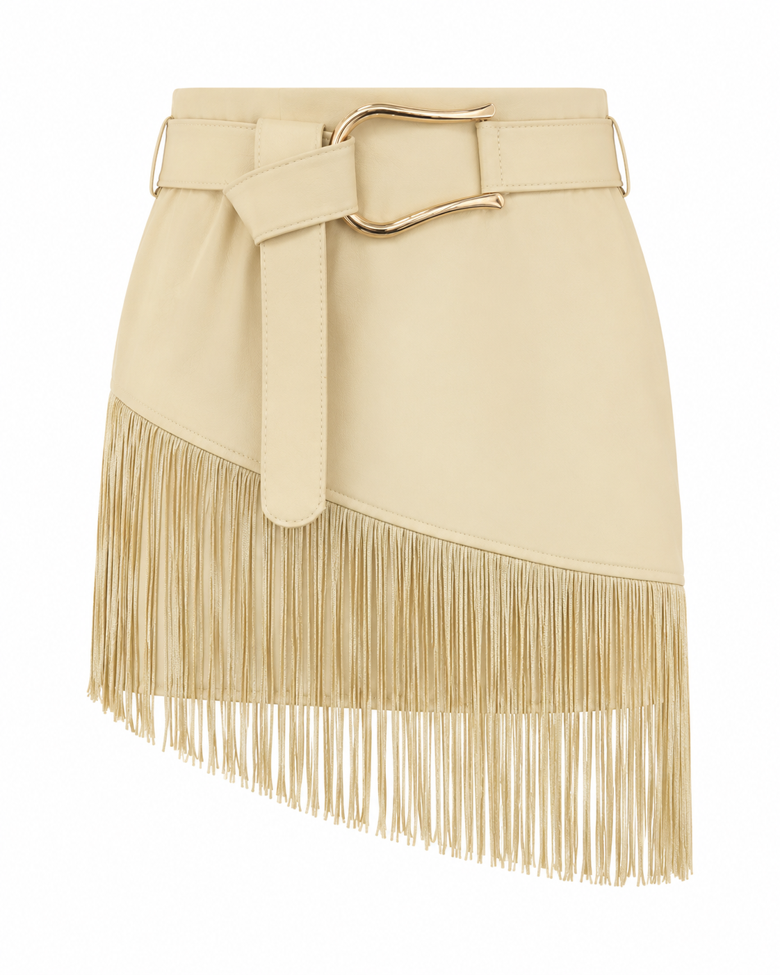 GOLDEN FRINGE BELTED SKIRT