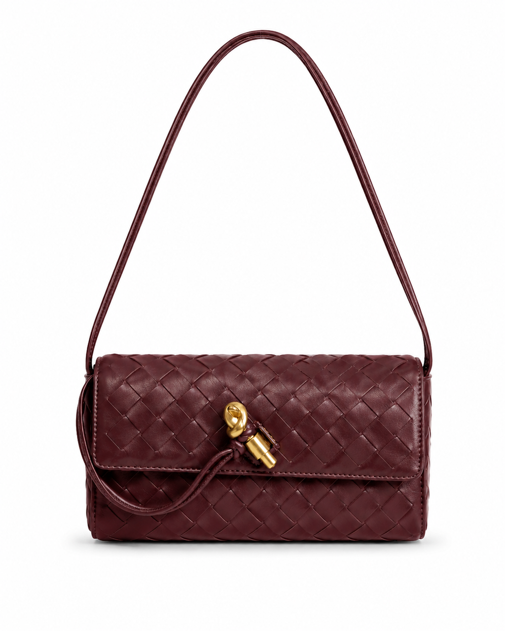 WOVEN CHOCOLATE SHOULDER BAG